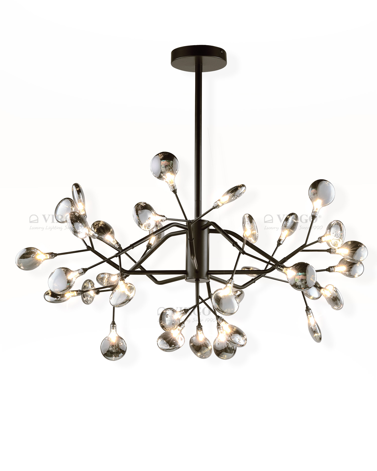 Đèn chùm 33 bóng thủy tinh khói cao cấp P1043/33