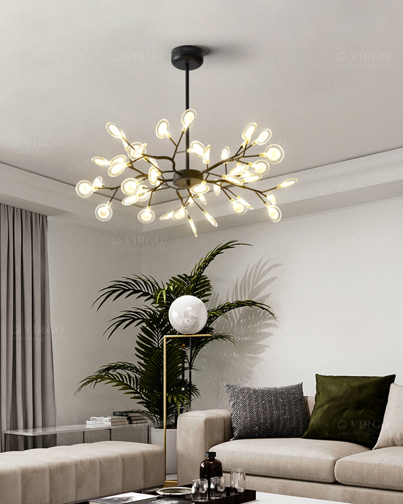 Đèn thả thủy tinh trang trí 45 lá candy P9051