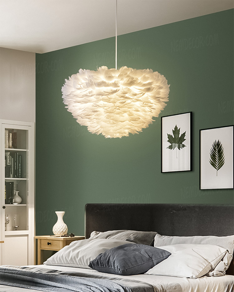 Đèn thả trang trí lông vũ trắng TTK75